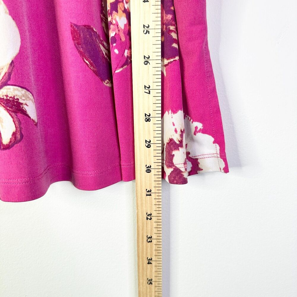 Susan Graver Top Women 1X Plus Pink Floral Tunic Bell Sleeves Peasant Bohemian - Picture 8 of 9
